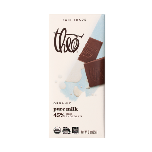 Theo Pure 45% Milk Chocolate Bar, 3 oz