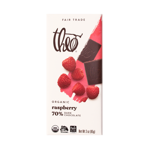 Theo Raspberry 70% Dark Chocolate, 3 oz