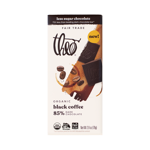 Theo Black Coffee 85% Dark, 2.8oz